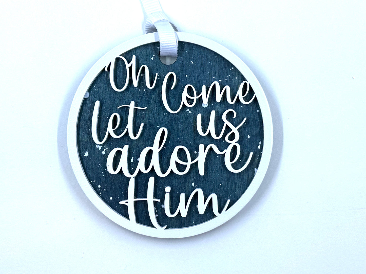 Oh Come Let Us Adore Him Hand Painted Ornament