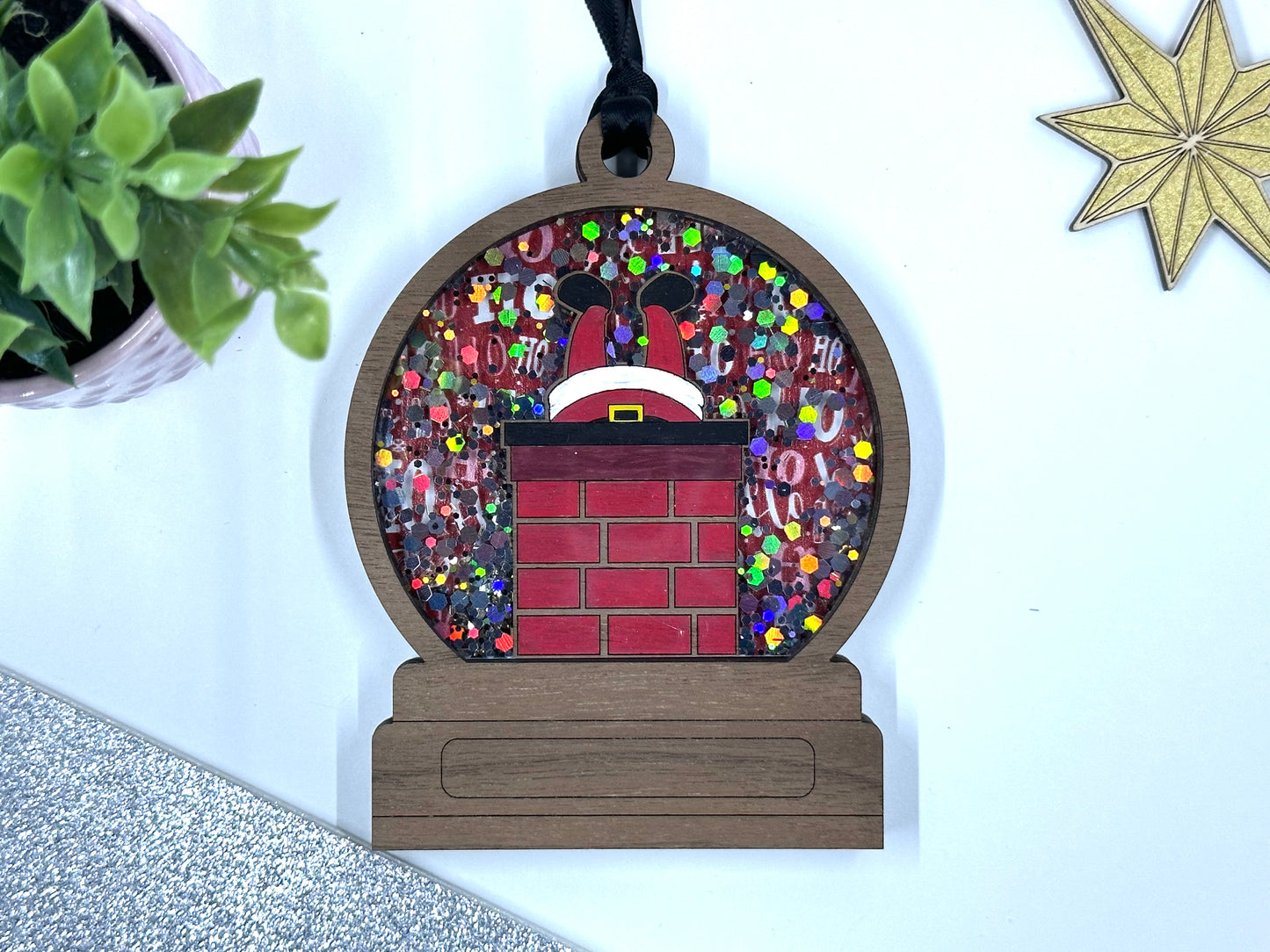 Santa in the Chimney Snow Globe