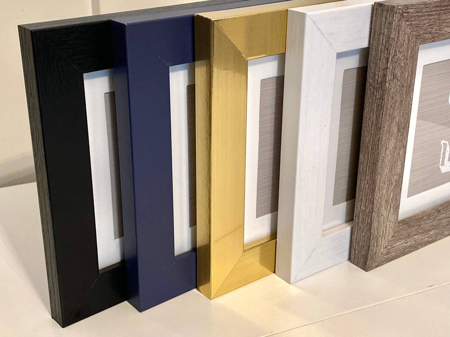 Choose from 5 different frame colors. Black, Navy, Shiny Gold, White, or Rustic