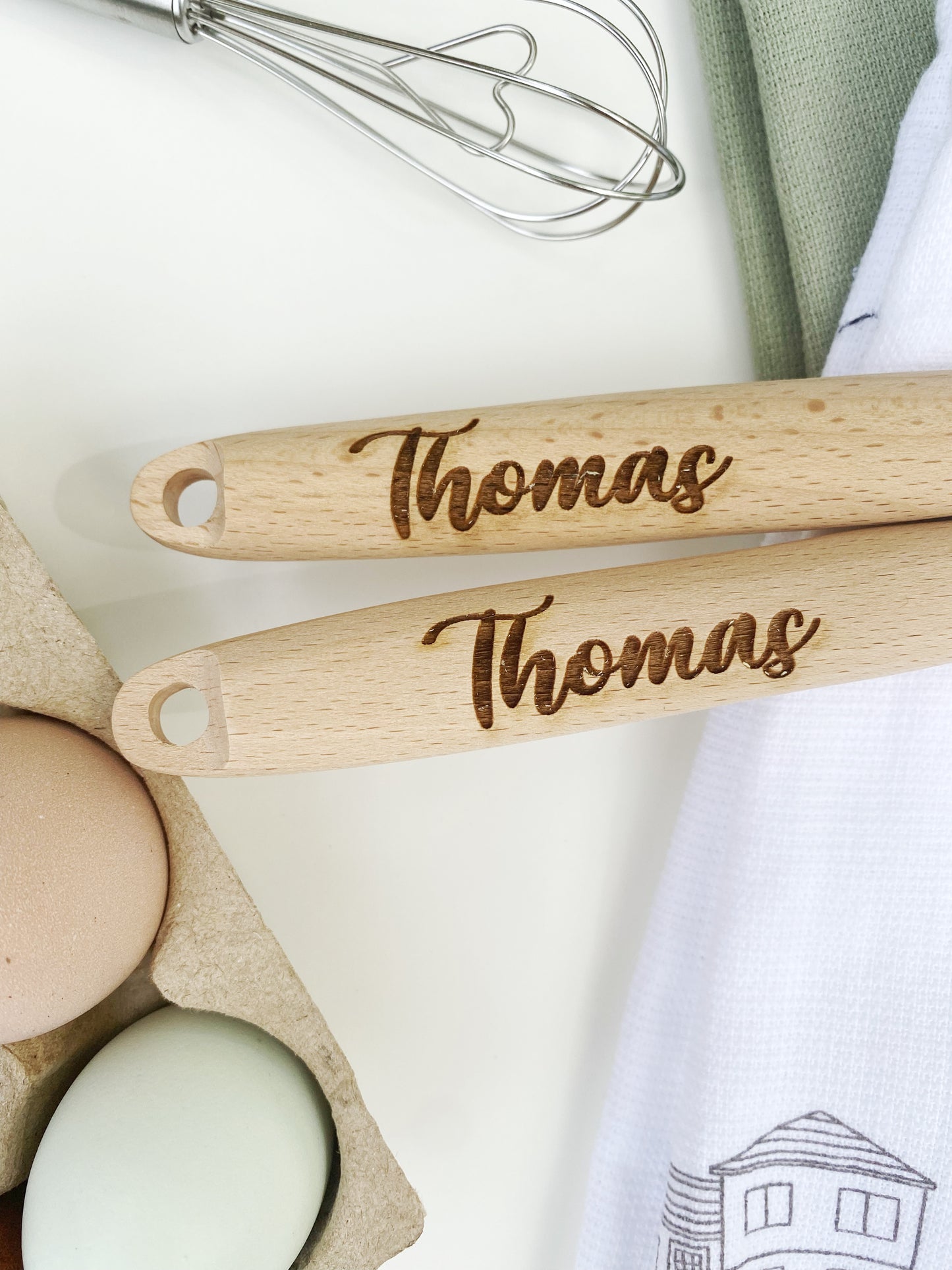 Beech Wood Engraved Spoon Set