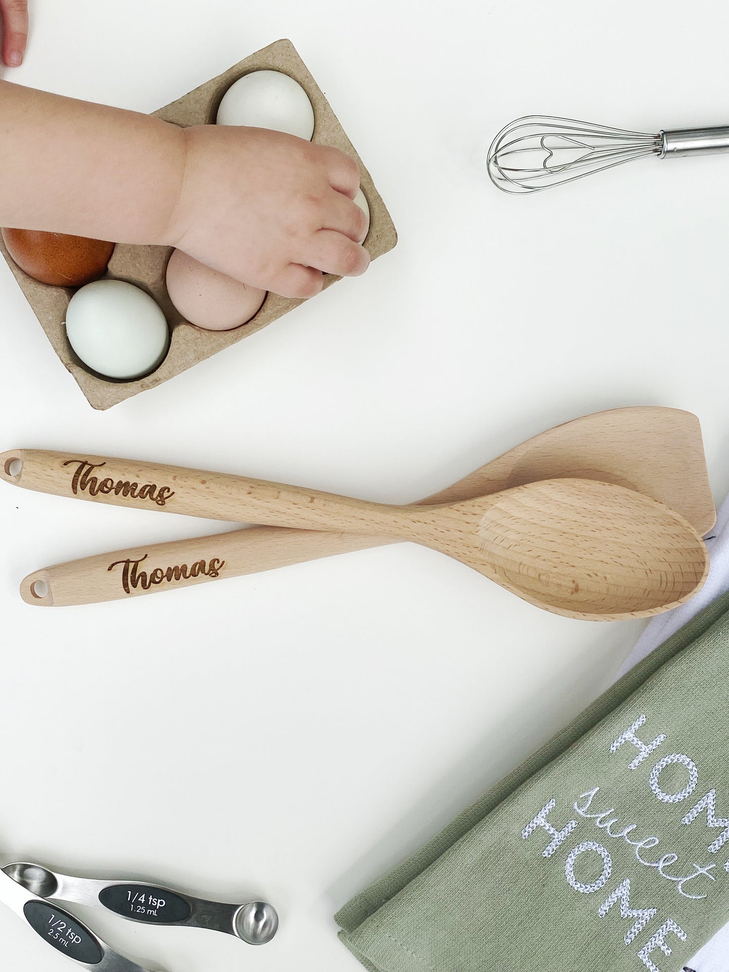 Beech Wood Engraved Spoon Set