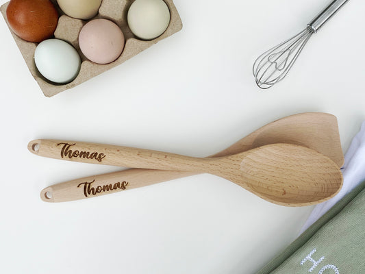 Beech Wood Engraved Spoon Set