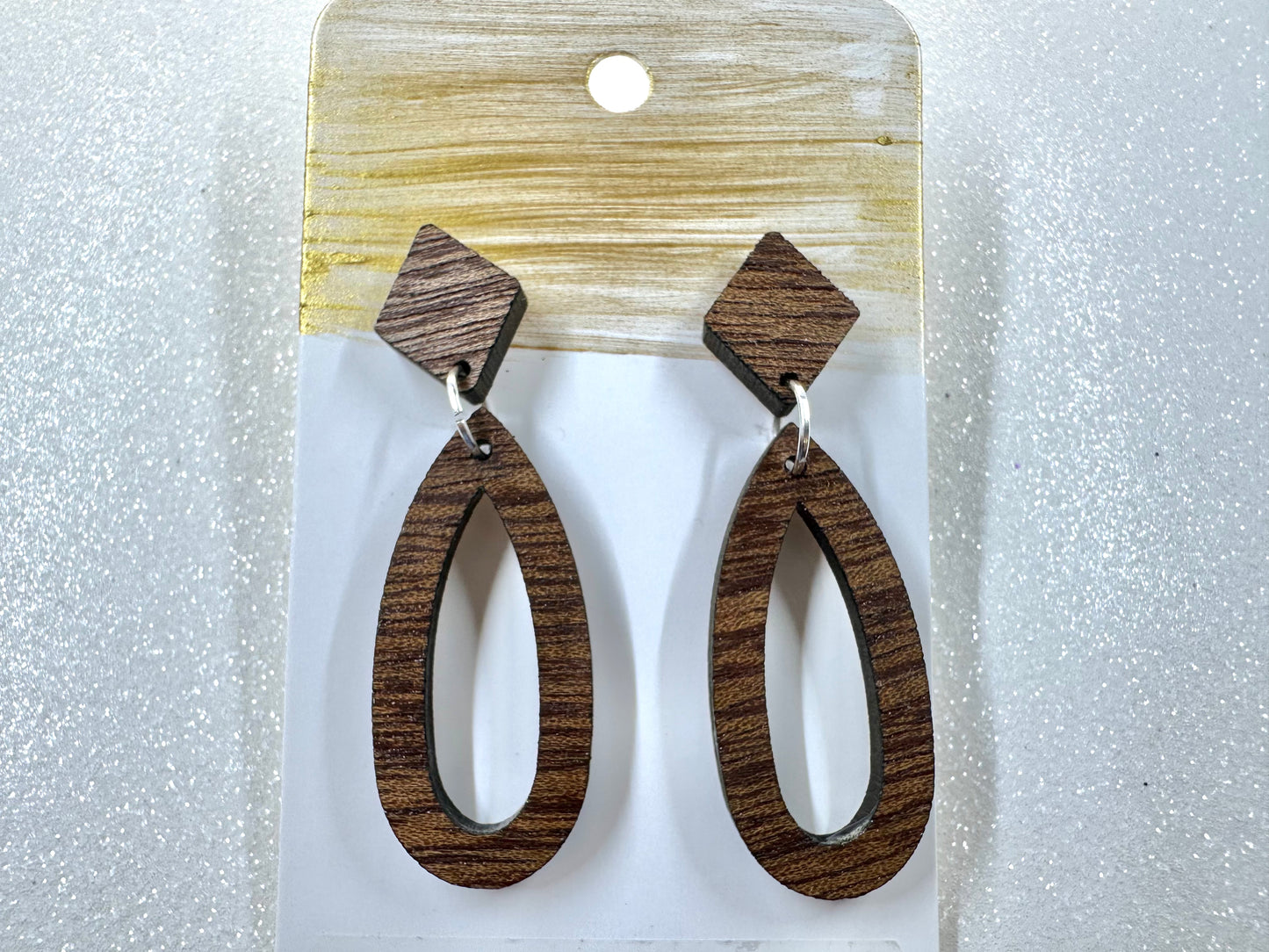 Acrylic & Wood Stainless Steel Earrings