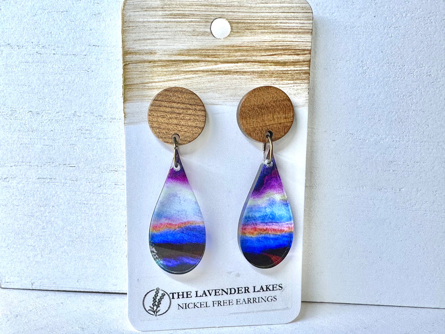 Acrylic & Wood Stainless Steel Earrings