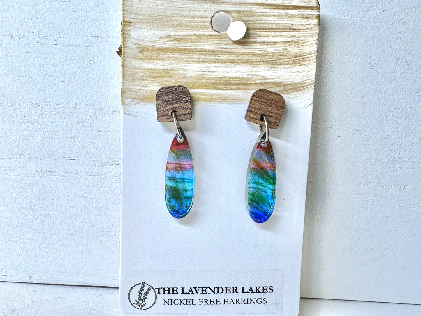 Acrylic & Wood Stainless Steel Earrings