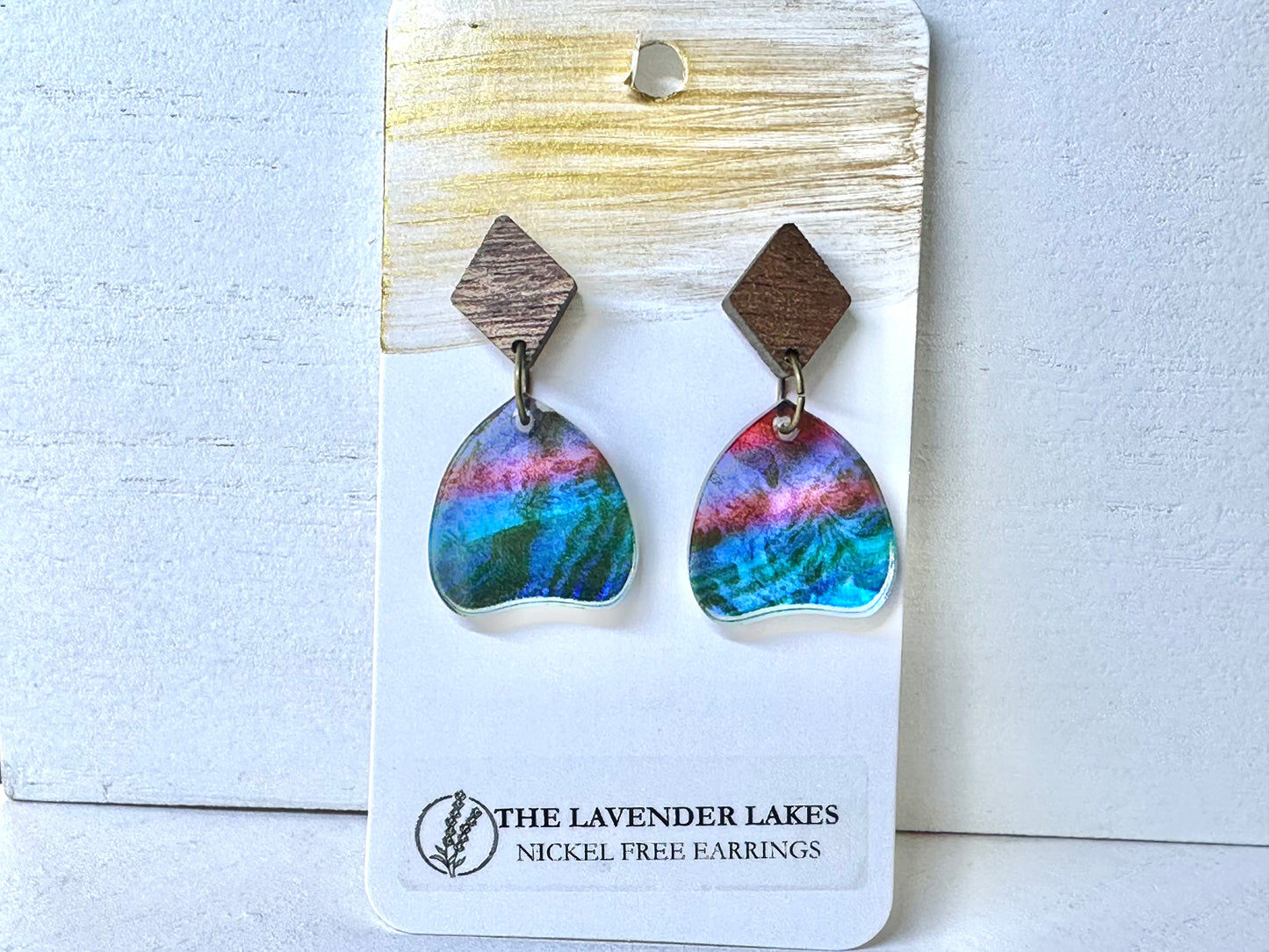 Acrylic & Wood Stainless Steel Earrings