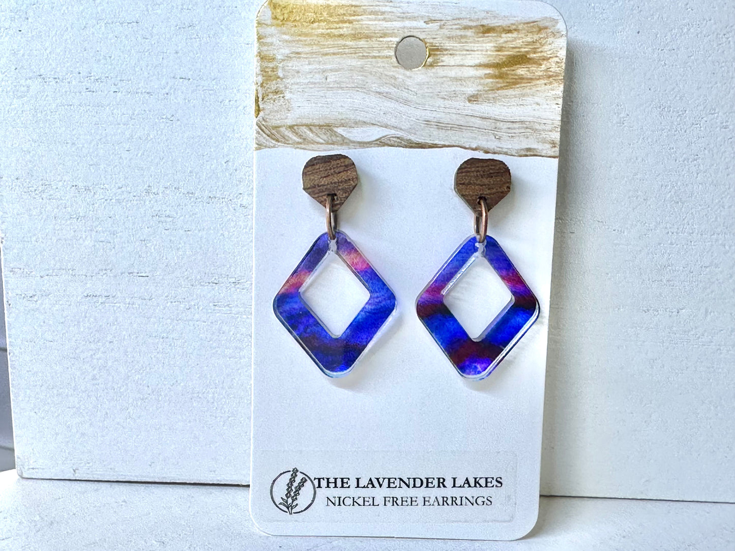 Acrylic & Wood Stainless Steel Earrings