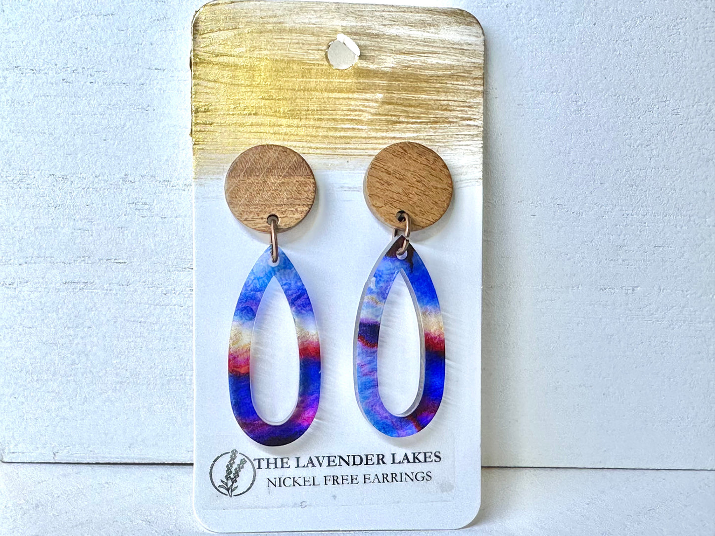 Acrylic & Wood Stainless Steel Earrings