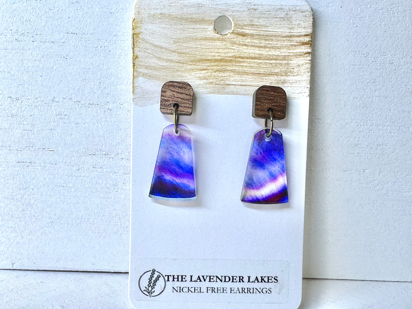 Acrylic & Wood Stainless Steel Earrings