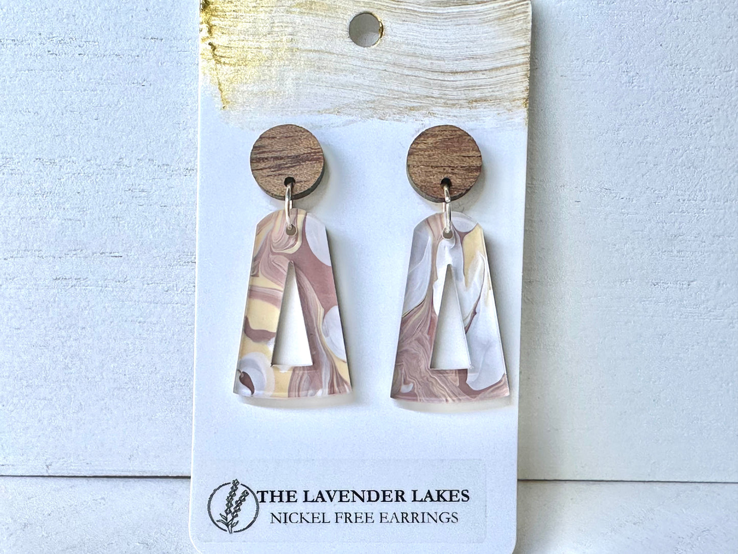 Acrylic & Wood Stainless Steel Earrings